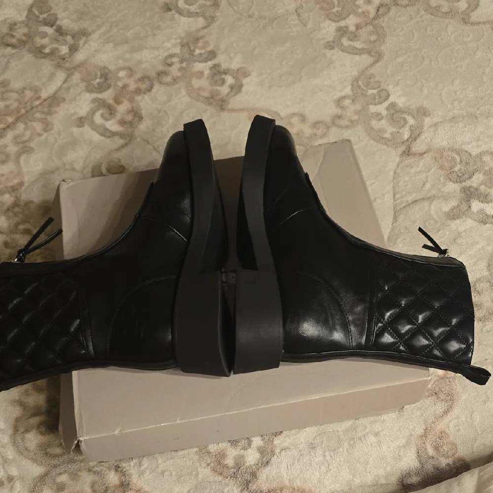 Kenneth Cole Black Quilted Combat Boots - Picture 8 of 16